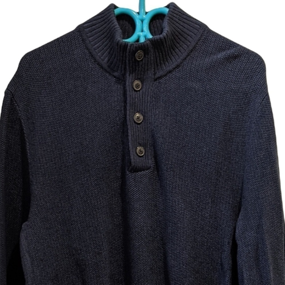 Gap Navy Blue Cotton Sweater Large Mock Neck
